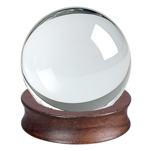 JUXYES Wooden Sphere Holder Display Stand, 3 Pack Small Wood Crystal Ball Stand, Simple Round Display Easel Stands for Crystal Balls, Baseball, Tennis Ball, Stones, Gemstones, Collections, 45mm - color: Brown, size: 1.7" - 3 PCS