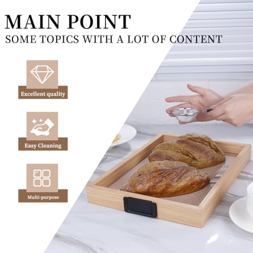 Leather Surface Wood Service Tray with Metal Handle, Decorative Tray，Modern Boho Design ，2-piece Food and Beverage Tray, Coffee Table, Breakfast, Dinner and bar, Kitchen, Party - color: Leather Surface/Large+small