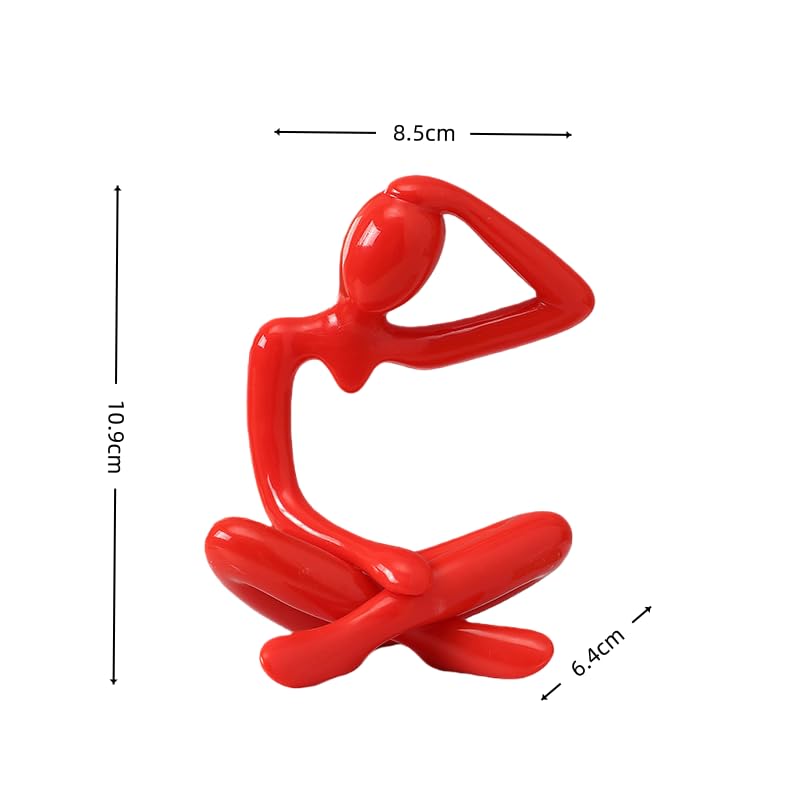 Abstract Human Figure Sculpture, Red Acrylic Modern Art Decor Statue, 4-Piece Set for Living Room, Entryway, Shelf & Office
