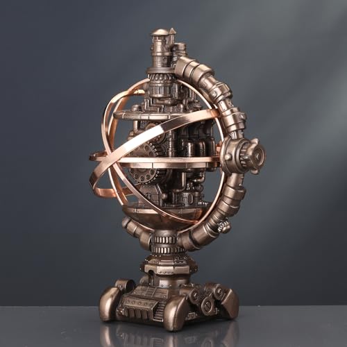Veronese Design 7 1/8 Inch Tall Steampunk Mechanicus Gyroscope Resin Sculpture Bronze Finish