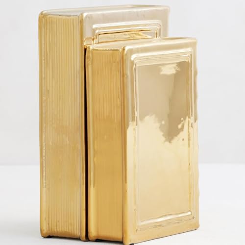 Z Gallerie Ceramic Book Set, Pair of Books Sculptures Elegant Shelf & Table Decor for Living Room, Bedroom & Office, Gold - color: Glod