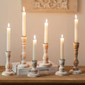 Wooden Candlestick Holders Rustic: Farmhouse Wood Taper Candle Holders Boho Candle Sticks Holder Fall Decor for Dinning Table Mantle Party Holiday Christmas Wedding Home Set of 6 - size: 3.7"/5.8"/7.8" H - 6Pcs