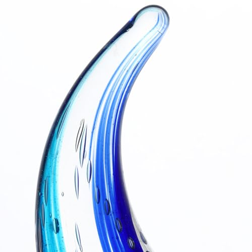 Luxury Lane Hand Blown Ocean Wave Sommerso Art Glass Sculpture for Home Decor 12 inch Tall Centerpiece Table Decoration - size: 12"