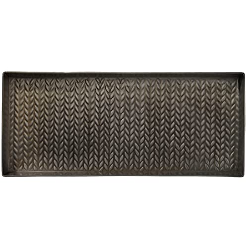 HF by LT Cable Knit Pattern Metal Boot-Tray, 30 x 13 inches, Antique Zinc - color: Cable Knit Design, Antique Zinc