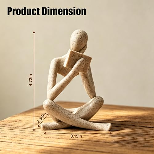 Bookshelf Decor, Coffee Table Decor, Library Decor Sculptures - Abstract Thinker Statue, Resin Modern Art Sculptures for Living Room, Office Desk, Home Decor (Beige(B)) - color: Beige(b)