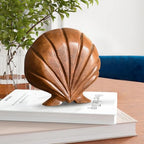 Seashell Teak Sculpture Home Décor Seashell Teak Sculpture for Shelf Good Gifts for Decoration,7.9"X8.7"X1.6"