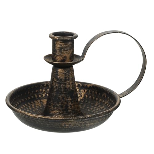 Healifty Retro Iron Taper Candle Holder - Candlestick Holders Candlelight Stand for Farmhouse Decor Home Wedding Party Table Decoration Bronze L - size: 15.00X12.00X10.00CM