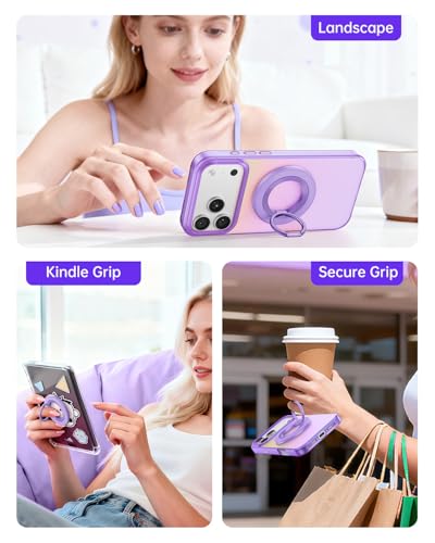 SYNCWIRE Magnetic Phone Ring Holder for MagSafe, 360° Rotation Cell Phone Grip Stand Finger Ring Kickstand Two-Sided Magnet Compatible with iPhone 17 Pro Max 16 15 14 13 12 MagSafe Accessories - color: Single Ring-1PCS-Lavender Lovers
