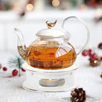 KAYCROWN Teapot Warmer, Ceramic Tea Warmer with Tealight Holder, Teapot Heater for Heating Coffee, Milk, Tea Light Heater, Candle Warmer (White)