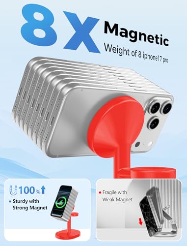 Hevanto 2026 3 in 1 Wireless Charging Station for Apple MagSafe Charger, 15W Fast Magnetic Mag-Safe Charger Stand for iPhone 17 16 15 14 13 12 Apple Watch AirPods Compatible with MagSafe, DeepRed - color: DeepRed