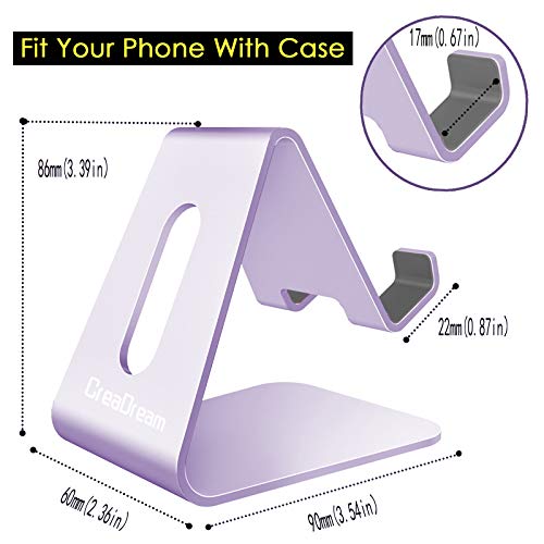 CreaDream Cell Phone Stand, Cradle, Holder,Aluminum Desktop Stand Compatible with Switch, All Smart Phone, iPhone 17 16 Pro Xs Max Xr X Se 8 7 6 6s Plus SE 5 5s-Purple - color: Purple