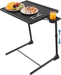 HUANUO TV Tray, Adjustable TV Tray Table - TV Dinner Tray on Bed & Sofa, Comfortable Folding TV Tray with 6 Height & 3 Tilt Angle Adjustments (Black) - color: Black