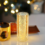 WGVI Hurricane Candle Holder Sleeve, W: 4", Ht: 10", Gold Speckled Glass Cylinder Open Both Ends, Chimney Tube Shade, 1 Piece - size: 4x10"H