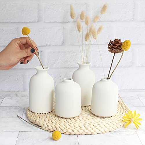 YANLING 6 Pack White Vase Small Ceramic Vases for Decor, White Vases for Flowers Boho Home Decor, Pampas Grass Dried Flowers Vases - color: White-a, size: 6 Pack-Small