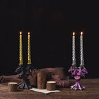 Double Head Dragon Taper Candle Holder, Black Resin Candlestick for Home Decor, Dining Table, Living Room, Coffee, Table Centerpiece(Blue)