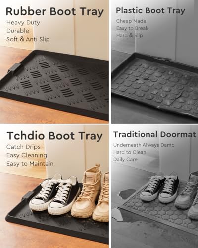 tchdio 2 Pack Rubber Boot Set, Non Slip Shoe Tray for Entryway, Multipurpose Boot Mat Tray, Durable Entryway Mud Mat for Front Door, 16x27.5 Inches - size: 16"x27.5" 2pc