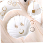 Shell-shaped Jewelry Tray White Trinket Dish Key Holder Aesthetic Jewelry Organizer for Vanity and Entryway Table