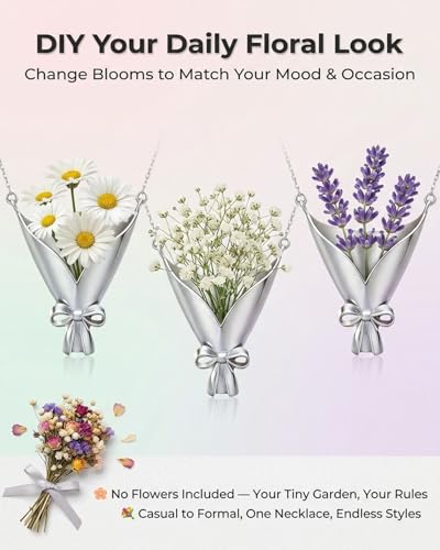 DIY Flower Bouquet Necklace Wearable Vase Pendant Insert Real Dried Flowers Handmade Customizable - color: 2pcs(no Flower)