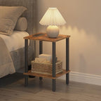 TUTOTAK End Table, Side Table, Nightstand, 2-Tier Storage Shelf, Sofa Side Table for Small Space, Living Room, Bed Room Brown and Black TB01BB034 - color: Brown and Black