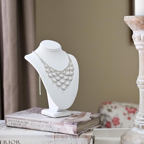 MOOCA 2 Pcs Small Necklace Chain Jewelry Bust Display Holder Stand, Necklaces Display Mannequin, Jewelry Bust Stand 7 1/4 in H, White Leatherette - color: 1) White Faux Leather, 2 pieces