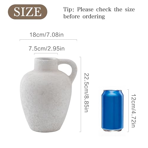 Ceramic Rustic Farmhouse Vase,8.85 Inch White Ceramic Decorative Flower for Home Decor Table Living Room Kitchen Bedroom Shelf Mantel Wedding Centerpiece Holiday & Wedding - color: Farmhouse-8.85 In-1