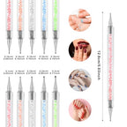 10PCS Nail Art Gel Carving Pen Acrylic Nail Dotting Pen Rhinestone Handle Double-Ended Silicone Nail Art Pen Brushes for Design Nail Foil Carving Drawing and 3D Effect Shaping Drawing Dotting Tools - color: 10 pcs style A