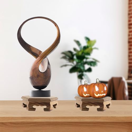 Wooden Display Stand Base 4.65" x 1.38" Hexagonal Wood Carved Pedestal Oriental Style Home Decoration for Vase, Flower Pots, Teapot, Table Lamp, Fishbowl - style: Hexagonal