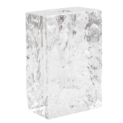 Crystal Flower Vase with Glacial Texture,Heavy Duty Large Clear Vase for Dining Table Kitchen Office Home Shelf Display Wedding Living Room Centerpieces - color: M-cv267-s