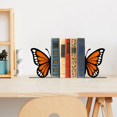 Butterfly Bookends - Decorative and Durable Bow Bookends for Home and Office, Unique and Cute Design