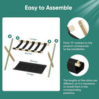 Smuxee Natural Bamboo Luggage Rack for Guest Room, Foldable Suitcase Stand with Storage Shelf, Easily Assembled Luggage Stand with 5 Nylon Straps for Guest Room Bedroom Hotel - color: Natural 1PCS