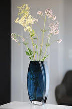 Glass - Vase - Blue - Teal - 12.6" Height - Heavy Durable - Made in Europe - by Barski