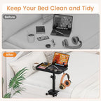 Snughome Clamp On Bedside Shelf for Bunk Bed - Adjustable Height Bedside Table Tray with Cup Holder & Cable Holes, Sturdy Nightstand Organizer Top Bunk Bed Accessories for College Dorm Apartment