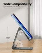 Nulaxy Dual Folding Cell Phone Stand, Fully Adjustable Foldable Desktop Phone Holder Cradle Dock Compatible with iPhone 17 16 15 14 13 12 11 Pro Max Xs Xr X 8, Nintendo Switch, All Phones - Gray - color: D-Grey