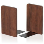 Book Ends, Non-Slip Bookends, Heavy Duty Wooden Bookend Support for Books and Movies (1, Square bookends)