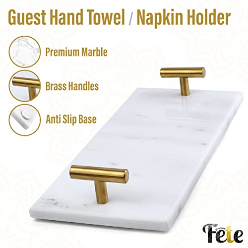 Guest Towel Holder Tray for Bathroom - White Marble-Tray - Napkin Holder for-Bathroom - Paper Hand Towel Holder. - color: White