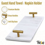 Guest Towel Holder Tray for Bathroom - White Marble-Tray - Napkin Holder for-Bathroom - Paper Hand Towel Holder. - color: White
