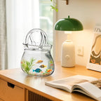 Glass Purse Vase for Flowers, Clear Bag Vase with Handle, Unique Handbag Shape Decorative Fish Bowl for Cute Room Table Shelf Decor, Wedding Centerpiece
