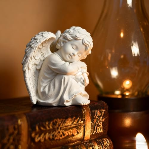 OwMell Little Angel Statue Figurine, Resin Cherub Statue Sleeping Angle Sculpture, Remembrance Healing Sympathy Gift for Memorial, Shelf Home Living Room Desktop Office Decoration - Sleeping Angel - color: Sleeping Angel
