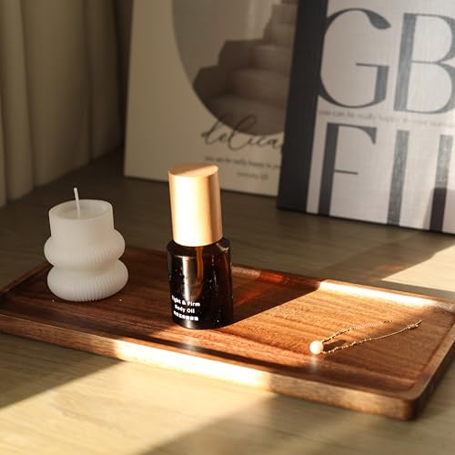 Bathroom Vanity Tray, Bathroom Tray for Counter, Toilet Tank Tray, Wood Bathroom Tray for Organizing and Home Decor (13.8 x 6 x 0.8 inch) - size: 13.8" x 6" x 0.8"