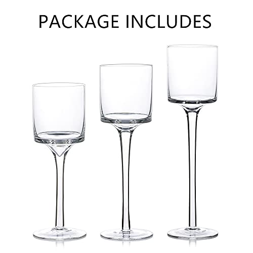Nuptio 1 Set Tealight Candle Holder Tall Glass Candle Holder for Floating Candles, Glass Candle Holders for Pillar Candles, Tall Candle Holders for Table Centerpiece Home Party Wedding Table Decor - size: 7.87" & 9" & 10.2" H - 1 set