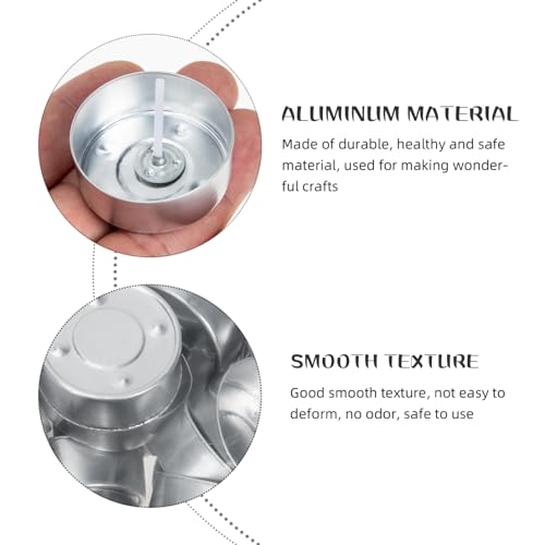 Operitacx 200 Pc Aluminum Tea Light Candle Cups with Wicks 1.57X1.57X0.59In Empty Metal Tealight Containers for DIY Candle Making and Craft Projects - size: 200Pcs