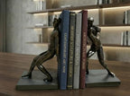 Comfy Hour 13" Bronze Modern Gymnastic Men Figurine Style Bookends, Heavy Duty Athlete Pushing Man Statue, Home Office Industrial Decor Pair - color: Gymnastic Men