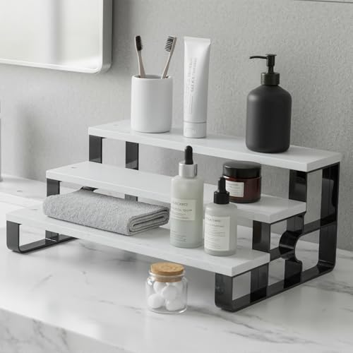 Wood Cologne Organizer for Men,Perfume Organizer for Bathroom Countertop,3 Tier Makeup Organizer for Bedroom Decor,Skincare Storage,Display Stand Shelf,Valentine's Day Gift (White, 3 Tiers-width=14") - color: White, size: 3 Tiers-width=14"
