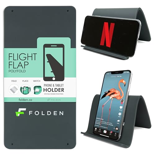 Flight Flap Airplane Phone Holder, Flexible Cell Phone Holder, Folding Cellphone Stand for Desk, Bed, Office, Treadmill - Airplane Gadgets for Long Travel Accessories - Plane Essentials (Silicone) - color: Silicone, size: Large