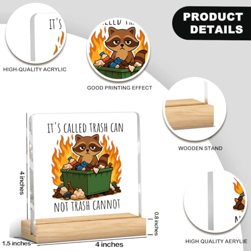 Dumpster Fire Desk Accessories Funny Office Decor Funny Office Gifts Motivational Desk Decor Acrylic Raccoon Humor Gifts for Women Men Friend Coworker - color: It's Called Trash Can Not Trash Cannot