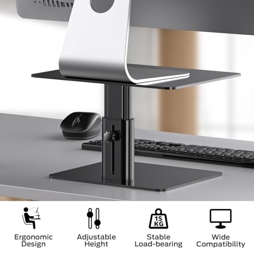 BoYata Monitor Stand, Adjustable Monitor Riser Metal Computer Stand Compatible with TV, PC, Laptop, Computer, iMac, and All Screen Display-Black - color: Black