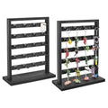 Ikee Design Free Assemble 2 Pcs Set Wooden Jewelry Display Rack with 20 Removable Metal Hooks/Each, Earring Card Display Holder Stand for Necklaces,Bracelet, Keychain Stand, Black Color - color: 8) Black, 2 Pieces