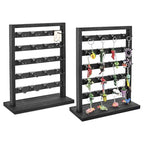 Ikee Design Free Assemble 2 Pcs Set Wooden Jewelry Display Rack with 20 Removable Metal Hooks/Each, Earring Card Display Holder Stand for Necklaces,Bracelet, Keychain Stand, Black Color - color: 8) Black, 2 Pieces