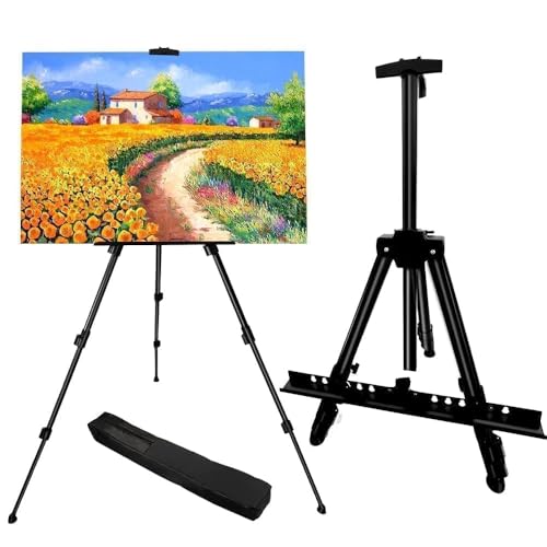 RRFTOK Easel Stand for Sign and Painting: Art Portable Adjustable Metal Tripod Easels for Display Height from 17 to 66 Inch -Canvas Stand for Table-Top/Floor Paint - Gifts for Teens Art Supplies - style: 66BC 1-pack