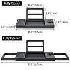 Utoplike Bamboo Bathtub Tray Black, Adjustable Bath Caddy Table for Tub, Bathroom Organizer with Book Tablet Wine Glass Cup Towel Holder - color: 19.8-33.5 in Black